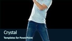  Presentation with virtual technology - PPT layouts with 3d technology virtual reality entertainment and people concept - scared young man with virtual reality headset or 3d glasses playing game hiding from something and screaming background and a ocean colored foreground