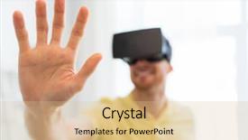  Presentation with virtual technology - Presentation design with perception de soi - 3d technology virtual reality gaming background and a coral colored foreground