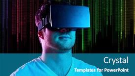  Presentation with virtual technology - Colorful slides enhanced with 3d-technology-virtual-reality backdrop and a teal colored foreground