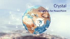  Presentation with connections - Presentation design consisting of 3d telecommunications - global connections concept mixed media background and a sky blue colored foreground