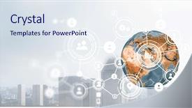  Presentation with connections - Presentation design consisting of 3d telecommunications - global connections concept mixed media background and a sky blue colored foreground