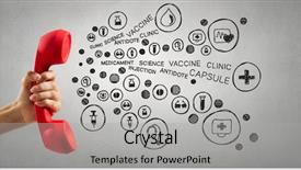  Presentation with red carpet retro style - Audience pleasing presentation theme consisting of 3d telecommunications - retro red phone receiver mixed backdrop and a light gray colored foreground