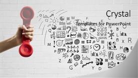 Presentation with retro - Colorful PPT layouts enhanced with 3d telecommunications - retro red phone receiver mixed backdrop and a light gray colored foreground