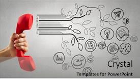  Presentation with red carpet retro style - Colorful PPT layouts enhanced with 3d telecommunications - retro red phone receiver mixed backdrop and a light gray colored foreground