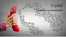  Presentation with retro - Colorful PPT theme enhanced with 3d telecommunications - retro red phone receiver backdrop and a  colored foreground