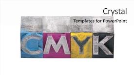  Presentation with dropping letters - Audience pleasing PPT layouts consisting of 3d text boxes - cmyk made from metal letters backdrop and a white colored foreground