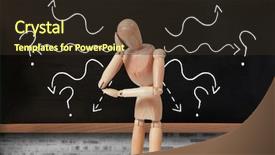  Presentation with lean - Slide set featuring 3d thoughtful wooden figurine pretending background and a wine colored foreground