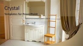  Presentation with interior designer - Colorful PPT layouts enhanced with 3d tile - bathroom - designer home interior backdrop and a coral colored foreground