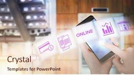  Presentation with human - Slides having 3d tile - human hand holding smart phone background and a lemonade colored foreground