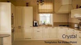  Presentation with interior designer - Slides having 3d tile - luxury kitchen -designer home interior background and a coral colored foreground