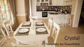  Presentation with luxury - PPT layouts enhanced with 3d tile - luxury wooden kitchen background and a coral colored foreground