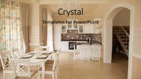  Presentation with luxury awards ceremony - PPT theme consisting of 3d tile - luxury wooden kitchen background and a coral colored foreground