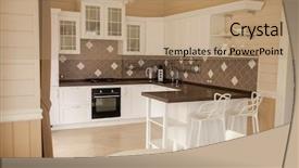  Presentation with luxury - PPT layouts having 3d tile - luxury wooden kitchen background and a coral colored foreground
