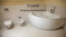  Presentation with tile - PPT theme enhanced with 3d tile - white big bathroom background and a coral colored foreground