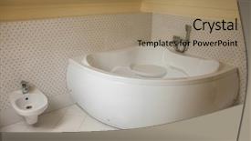  Presentation with bathroom - Amazing slide set having 3d tile - white big bathroom backdrop and a coral colored foreground