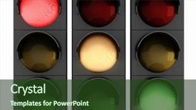  Presentation with traffic light - Colorful presentation theme enhanced with 3d traffic lights on white backdrop and a tawny brown colored foreground