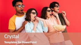  Presentation with popcorn - Colorful PPT theme enhanced with 3d uestions - portrait of an excited young backdrop and a coral colored foreground