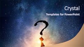  Presentation with question - Audience pleasing theme consisting of 3d uestions - question mark in darkness mixed backdrop and a navy blue colored foreground