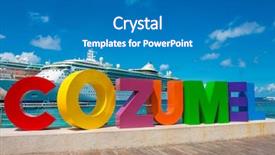  Presentation with port cargo crane ship - PPT layouts with 3d usa - cozumel mexico cruise ship port background and a teal colored foreground