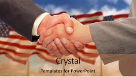  Presentation with handshake between healthcare and it - Cool new theme with 3d usa - handshake between two business people backdrop and a coral colored foreground