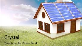  Presentation with solar panels - Colorful PPT layouts enhanced with 3d vector image of house backdrop and a yellow colored foreground