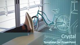  Presentation with flower office desk table - Audience pleasing PPT layouts consisting of 3d water technology - 3d illustration of desk backdrop and a ocean colored foreground