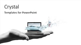  Presentation with water technology - Theme having 3d water technology - close up of laptop background and a white colored foreground