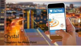  Presentation with smart city - Slide deck enhanced with 3d water technology - cropped image of hand holding background and a gold colored foreground