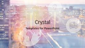  Presentation with city buildings - Presentation theme featuring 3d water technology - digitally composite image of technological background and a lemonade colored foreground