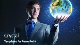  Presentation with planet mars and earth - Beautiful theme featuring 3d world map - young businessman holding earth planet backdrop and a navy blue colored foreground