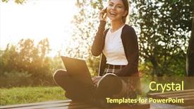  Presentation with teenage girl - Slides with 3g - cheerful teenage girl wearing uniform background and a tawny brown colored foreground