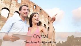  Presentation with italy map - Colorful presentation design enhanced with 3g - happy travel couple with tablet backdrop and a coral colored foreground