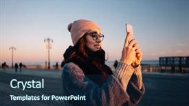  Presentation with woman in sea - Beautiful theme featuring 3g - portrait of a smiling young backdrop and a navy blue colored foreground