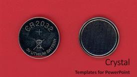  Presentation with battery cell - Colorful slide deck enhanced with 3v lithium cell button battery backdrop and a red colored foreground