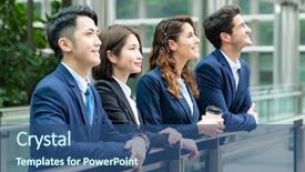  Presentation with far away - Audience pleasing PPT theme consisting of 4 directions - business people look far away backdrop and a ocean colored foreground