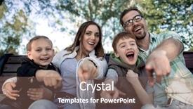  Presentation with family - Audience pleasing PPT theme consisting of 4 directions - close up smiling family pointing backdrop and a violet colored foreground