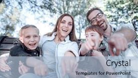  Presentation with marriage and family - Presentation design consisting of 4 directions - close up smiling family pointing background and a light blue colored foreground