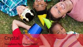  Presentation with children - PPT layouts featuring 4 directions - directly above shot of man background and a red colored foreground