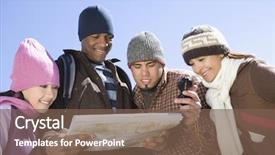  Presentation with life journey road map - Theme enhanced with 4 directions - four multiethnic friends with road background and a violet colored foreground