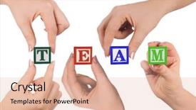  Presentation with team hands - Cool new theme with 4 directions - hands and word team backdrop and a lemonade colored foreground