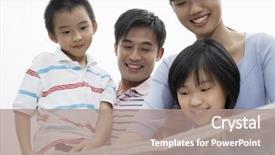  Presentation with children parents - Presentation theme with 4 directions - low angle view of happy background and a coral colored foreground