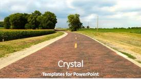  Presentation with corn fields - Beautiful PPT layouts featuring 4 directions - original section of route 66 backdrop and a coral colored foreground