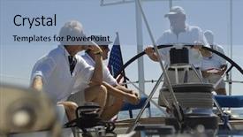  Presentation with yacht - Beautiful theme featuring 4 directions - sailors talking at the helm backdrop and a light blue colored foreground