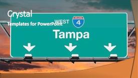  Presentation with highway road accidents - PPT theme consisting of 4 directions - tampa interstate 4 west highway background and a teal colored foreground