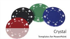  Presentation with gambling - Slide set featuring 4 gambling chips on white background background and a white colored foreground