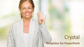  Presentation with number - Audience pleasing PPT theme consisting of 4 points - beautiful middle age adult woman backdrop and a  colored foreground
