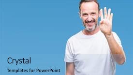  Presentation with number - Beautiful PPT theme featuring 4 points - middle age hoary senior man backdrop and a  colored foreground