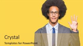  Presentation with african american in business - Theme with 4 points - young african american business man background and a  colored foreground