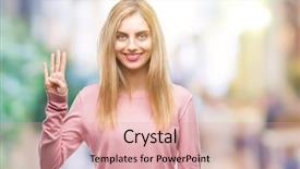  Presentation with black women beautiful woman - Beautiful PPT theme featuring 4 points - young beautiful blonde woman wearing backdrop and a  colored foreground