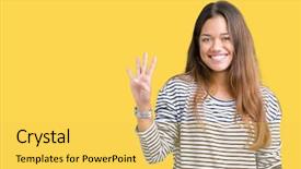  Presentation with beautiful 3d - Slide set having 4 points - young beautiful brunette woman wearing background and a  colored foreground